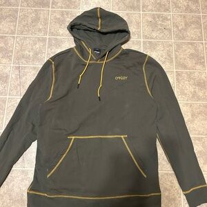 Oakley Men's Olive Hoodie with Yellow Accents